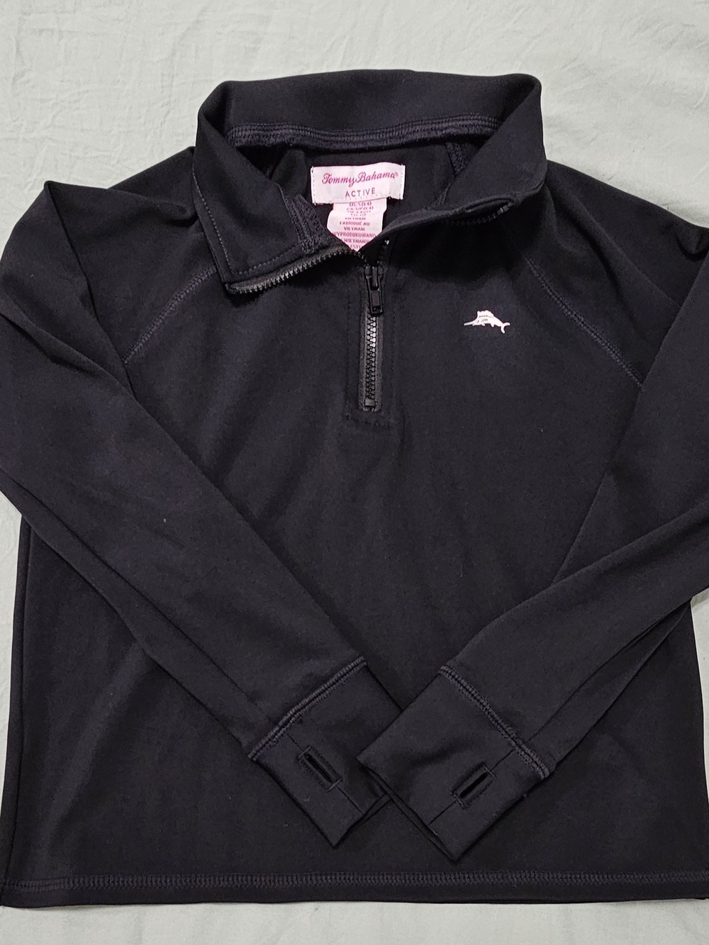 Tommy Bahama Active Kids Black Quarter-Zip Pullover Size 5-6